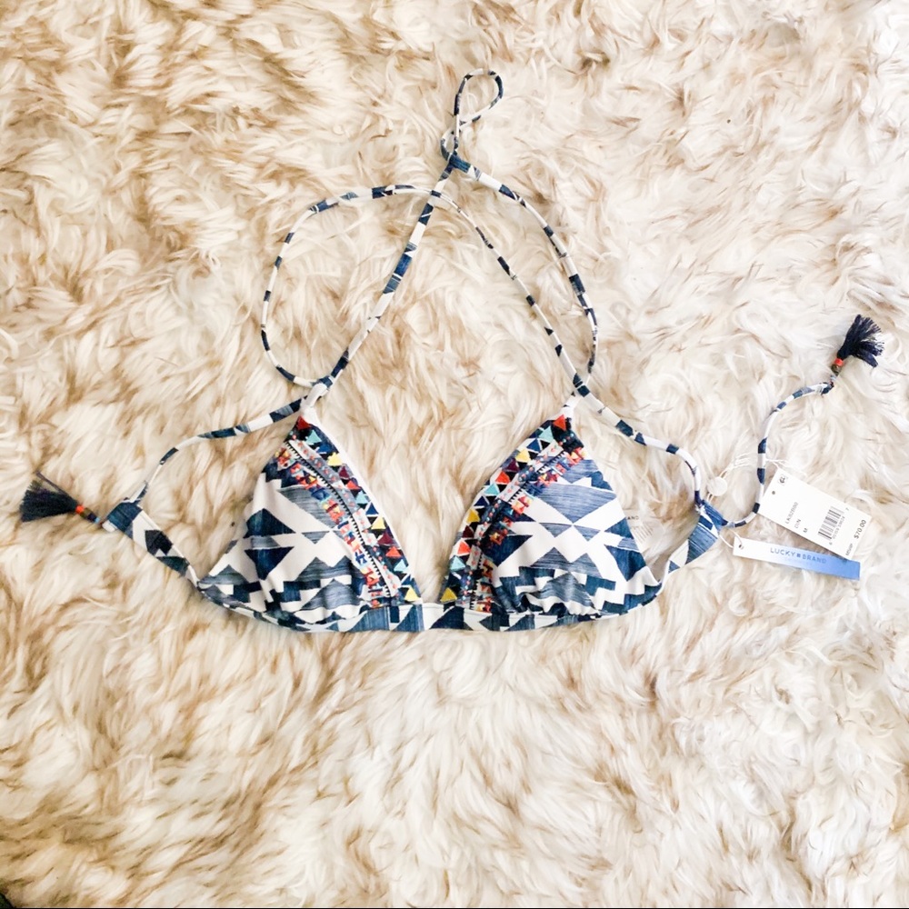 Lucky Brand Going South Triangle Bikini Top sz M